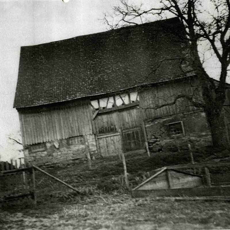 Altes Haus in sepiafarbener Landschaft